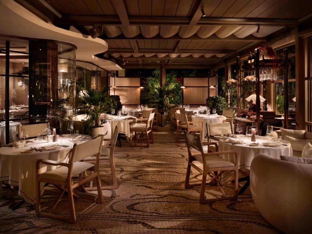 Luxury fine dining restaurant in Istanbul, Turkey. Atmospheric lighting and natural colours make up this naturally inspired hostility area.
