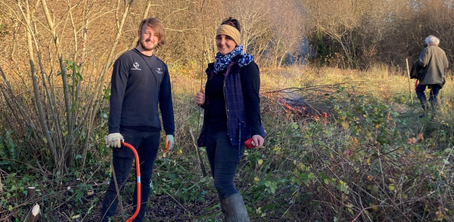 ND Coast Nationla Landscape – Braunton Burrows Volunteer day (3) Turnstyle Designs team clearing surrounding bushes and cutting vegetation to clear local Braunton Burrows dunes